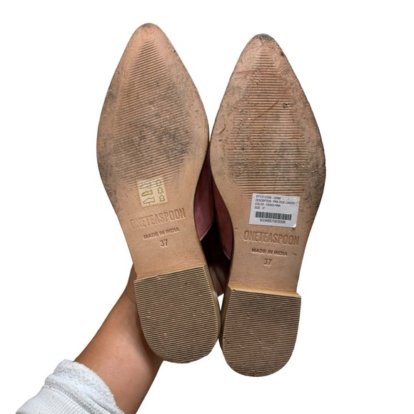 One Teaspoon Suede Leather Mules Pink Women’s Size 7 Slip On CottageCore Prarie - Picture 8 of 16